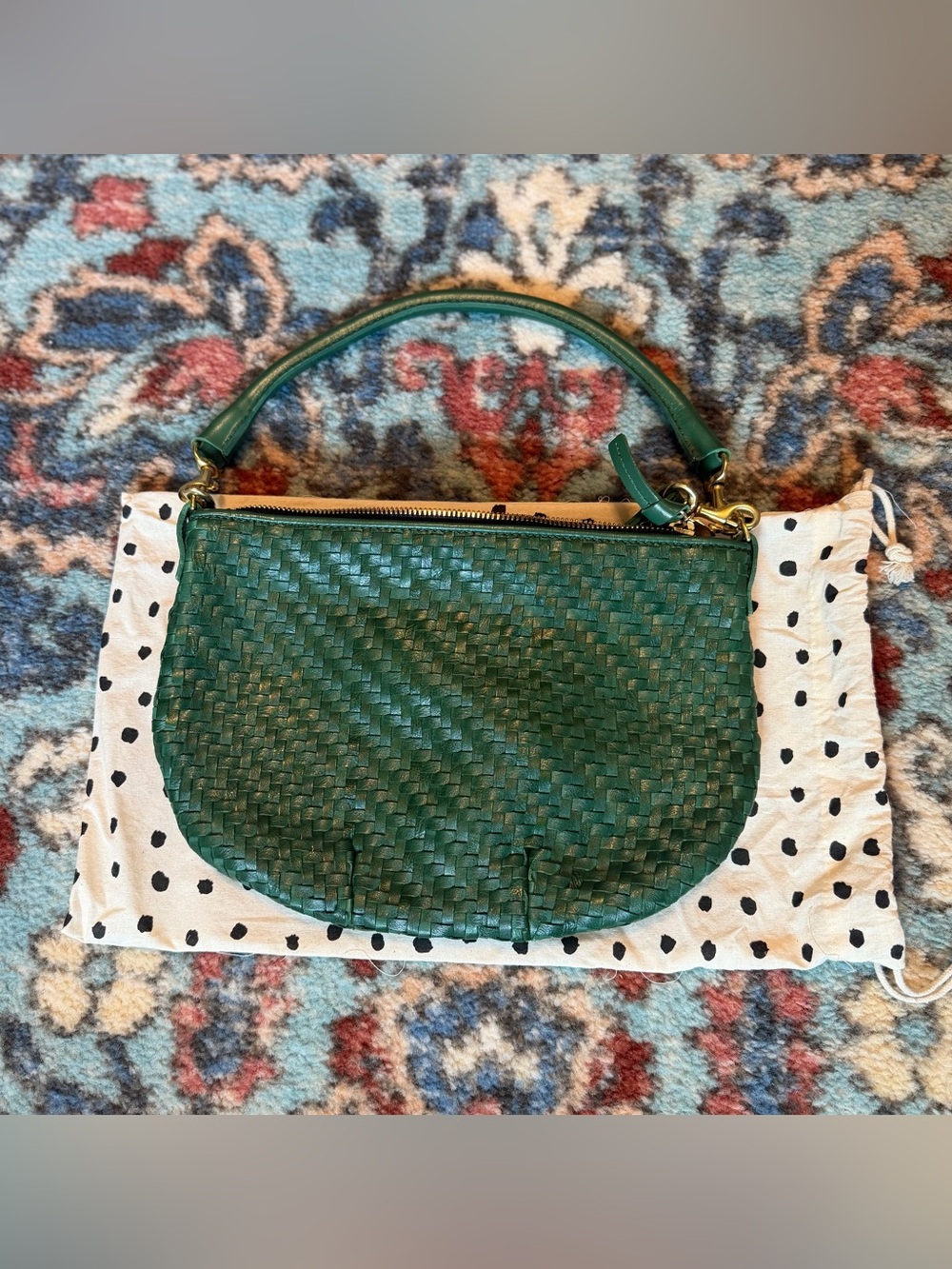 Clare V. Petit Moyen - Evergreen Woven Zig Zag
